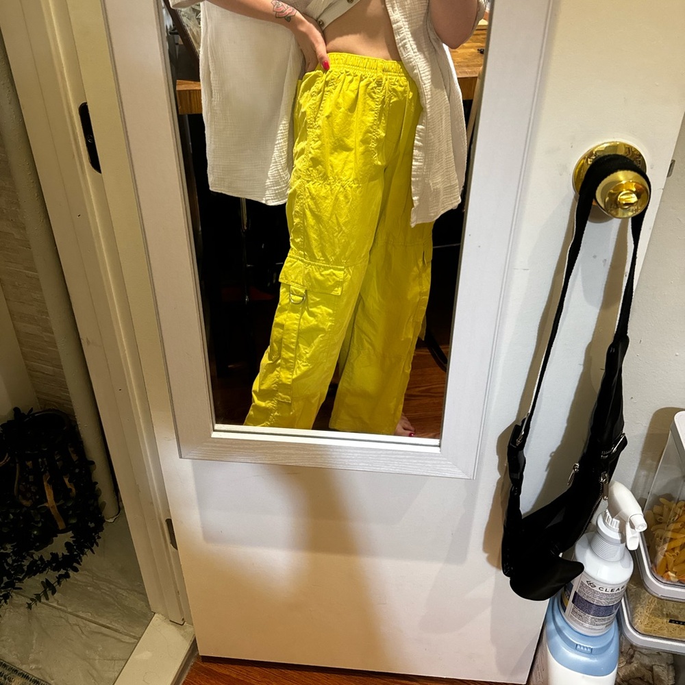 Neon yellow cargo pants